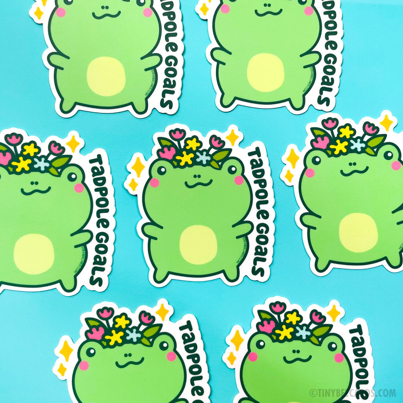 Floral Crown Frog Vinyl Sticker - Tadpole Goals