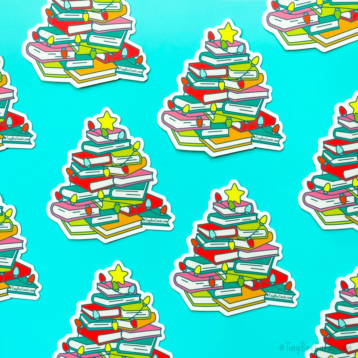 Book Christmas Tree Vinyl Sticker