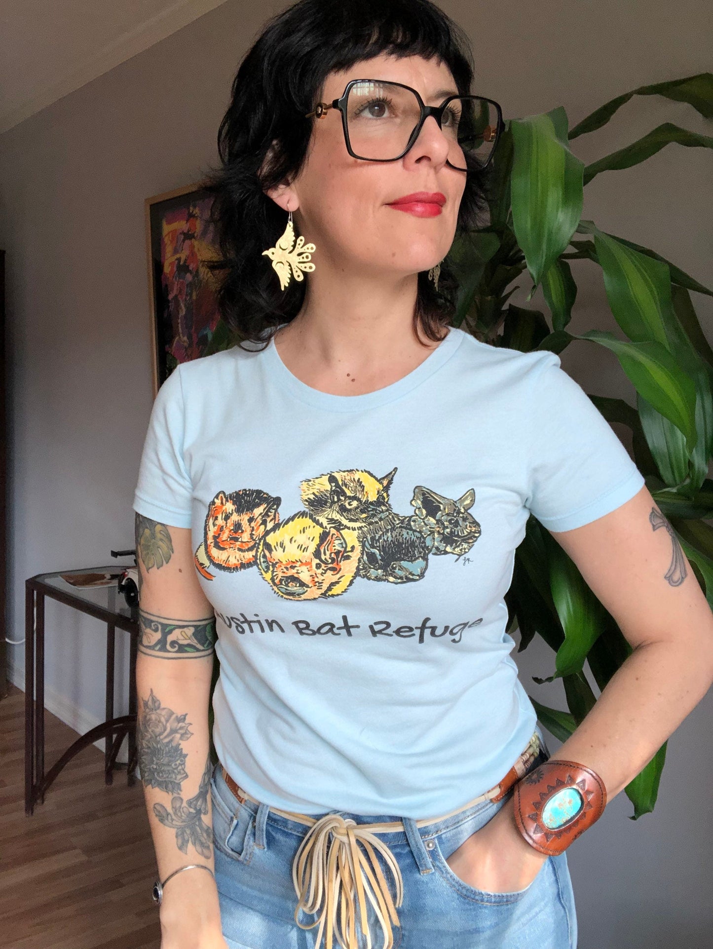 Brass Bird Earrings: Mexican Folk Art Celestial Pajarito