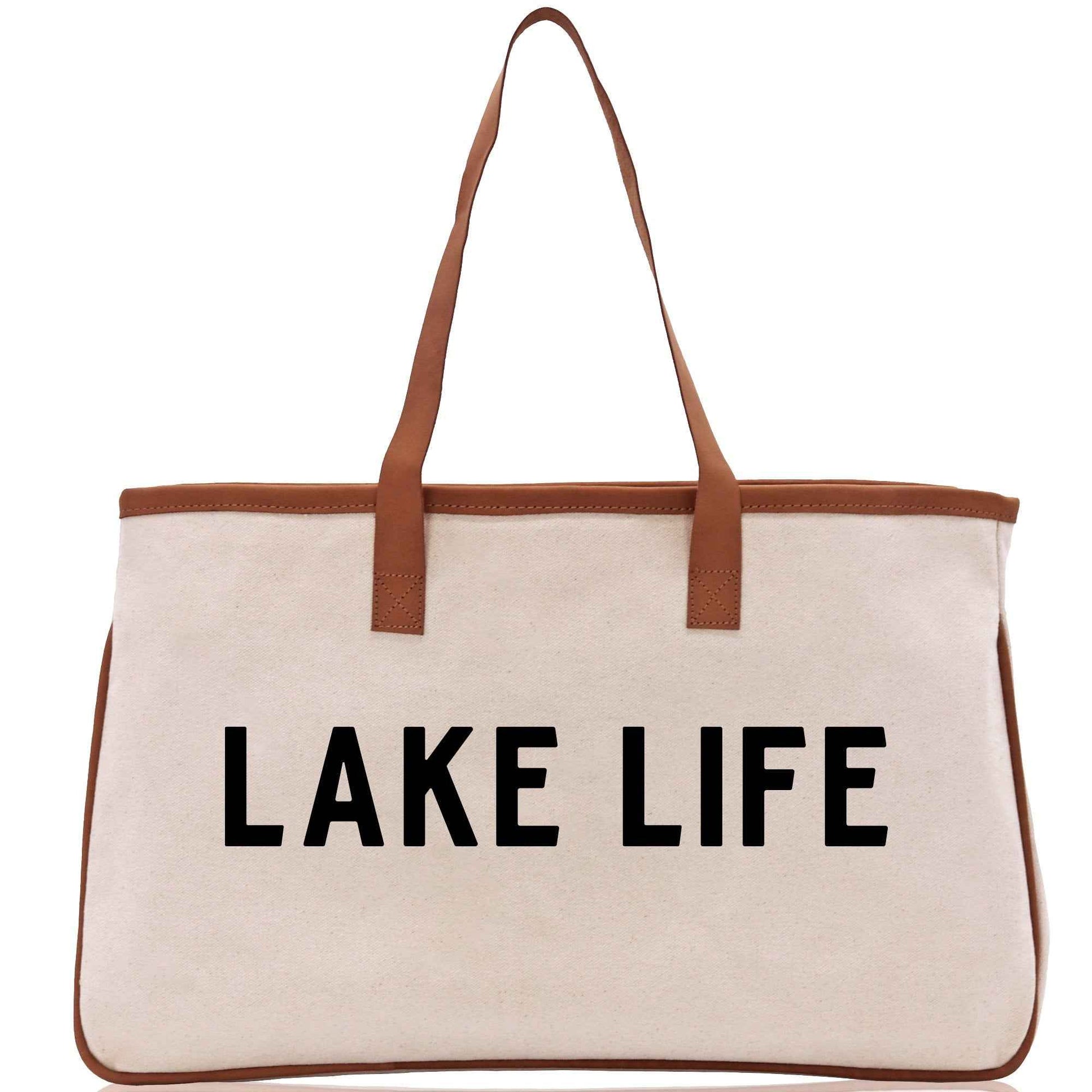 Lake Life Tote Bag - Large Chic Tote Bag - Gift for Her - Girls Weekend Tote - Weekender Bag - Weekend Tote - Boat Bag - Lake Life Gift