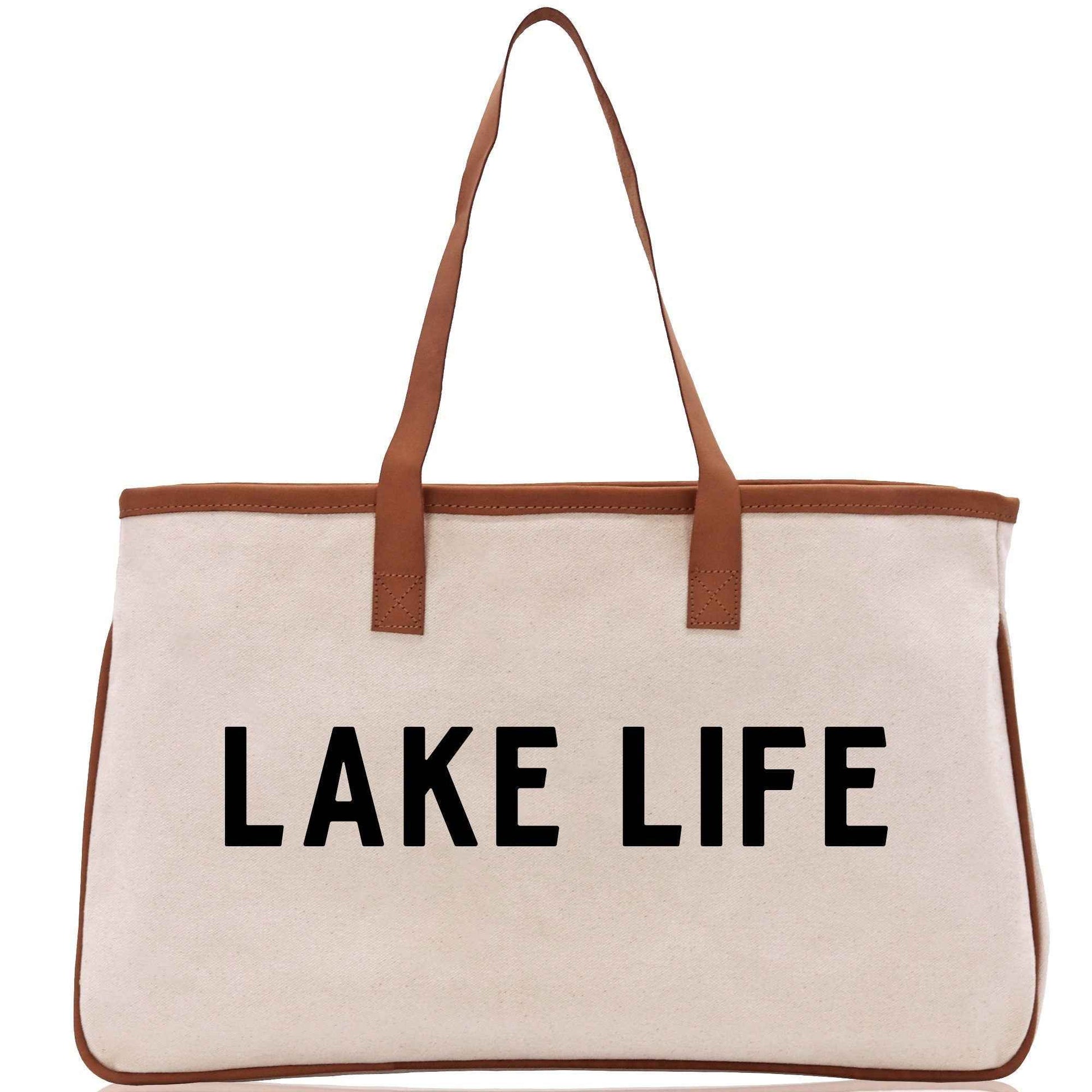 Lake Life Tote Bag - Large Chic Tote Bag - Gift for Her - Girls Weekend Tote - Weekender Bag - Weekend Tote - Boat Bag - Lake Life Gift