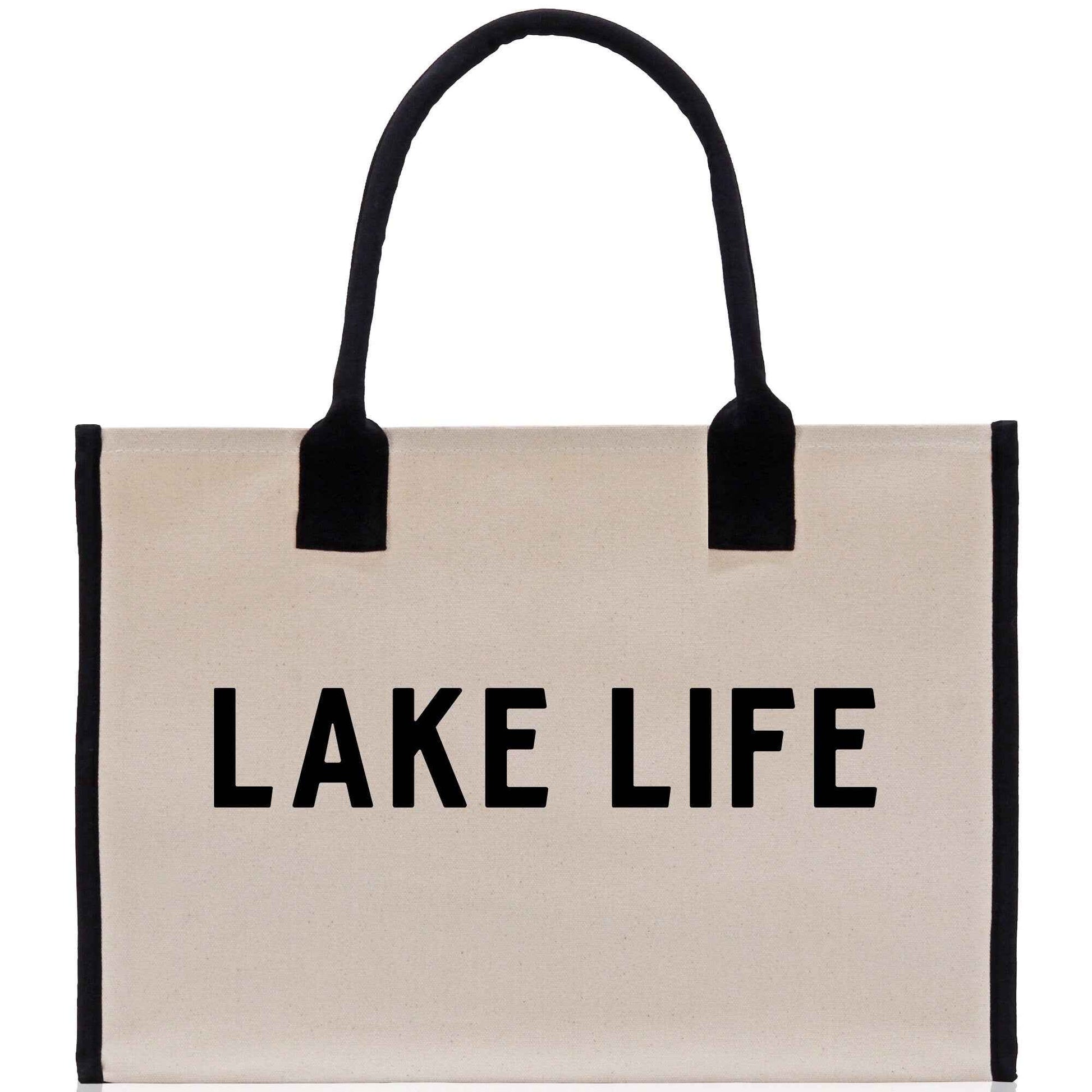 Lake Life Tote Bag - Large Chic Tote Bag - Gift for Her - Girls Weekend Tote - Weekender Bag - Weekend Tote - Boat Bag - Lake Life Gift
