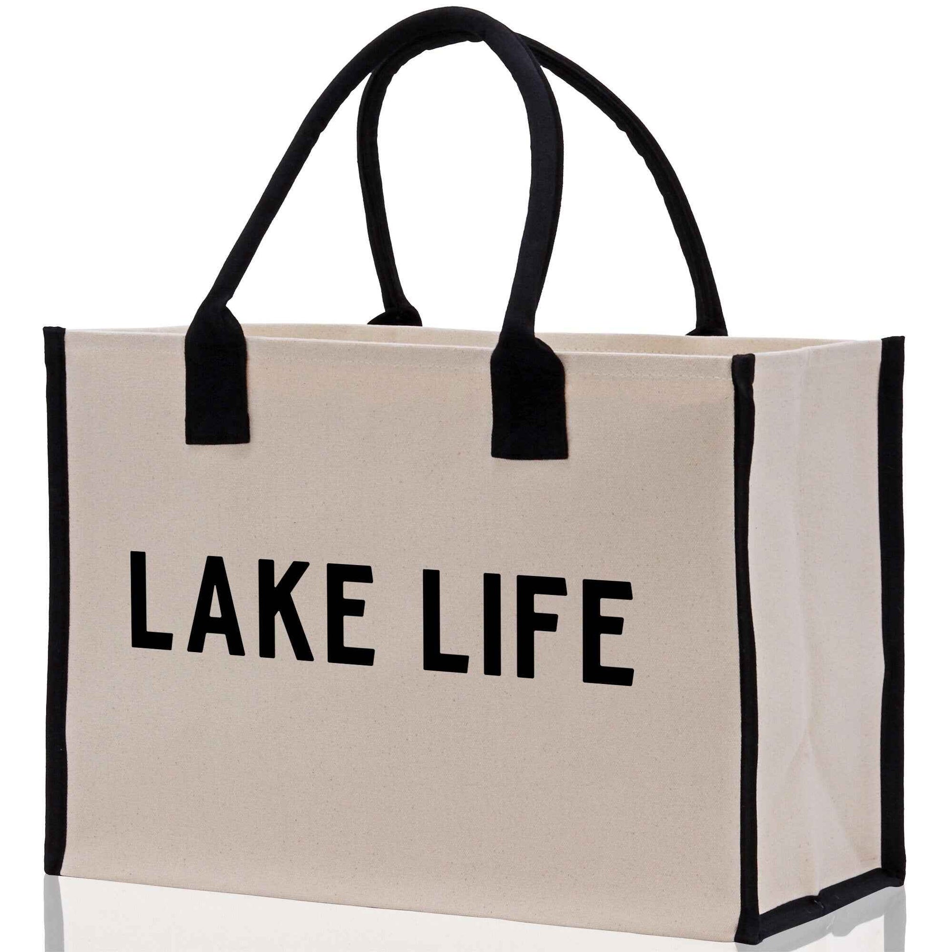 Lake Life Tote Bag - Large Chic Tote Bag - Gift for Her - Girls Weekend Tote - Weekender Bag - Weekend Tote - Boat Bag - Lake Life Gift