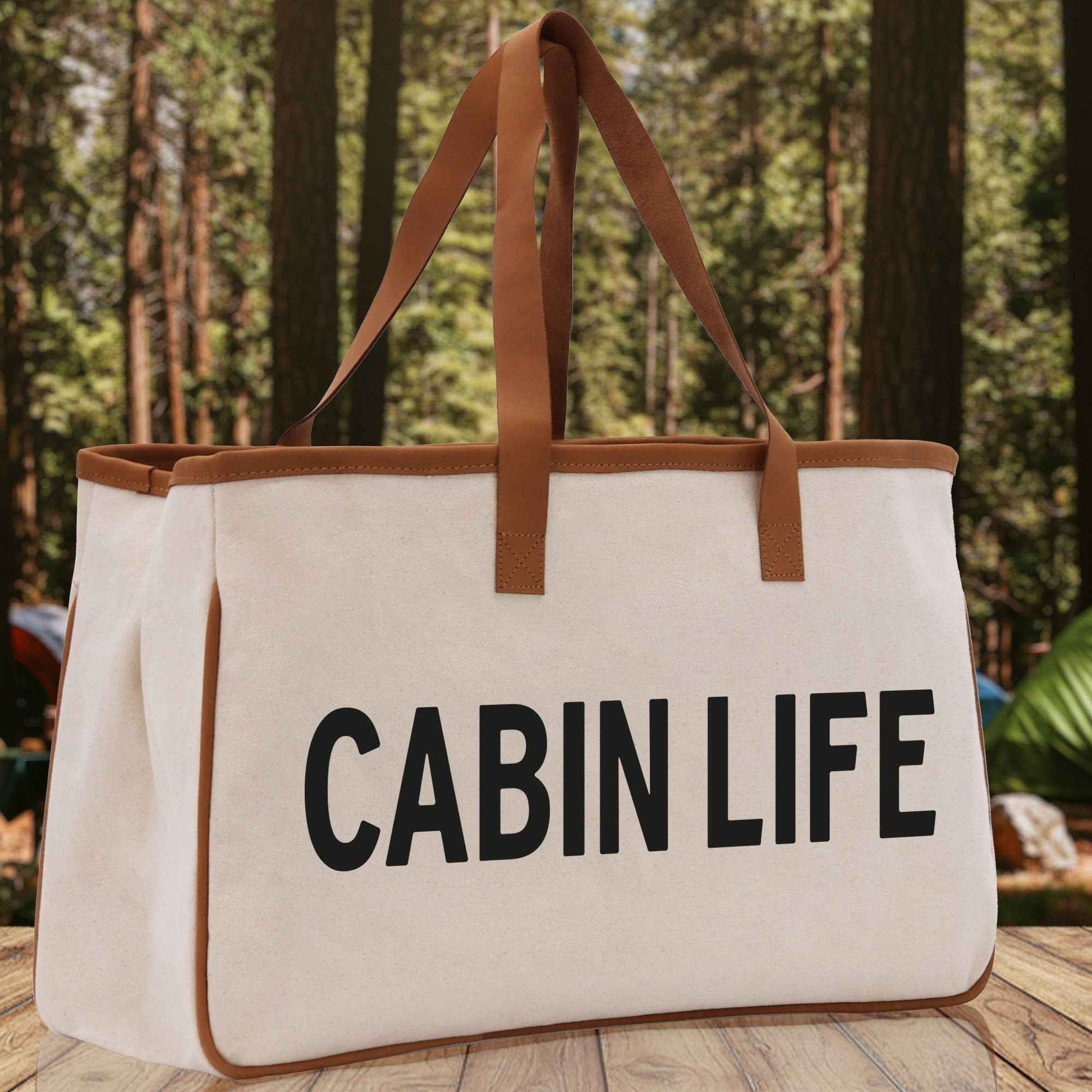 Cabin Life Cotton Canvas Chic Tote Bag Camping Tote Camping Lover Gift Tote Bag Outdoor Tote Weekender Tote Camper Tote Multipurpose Tote