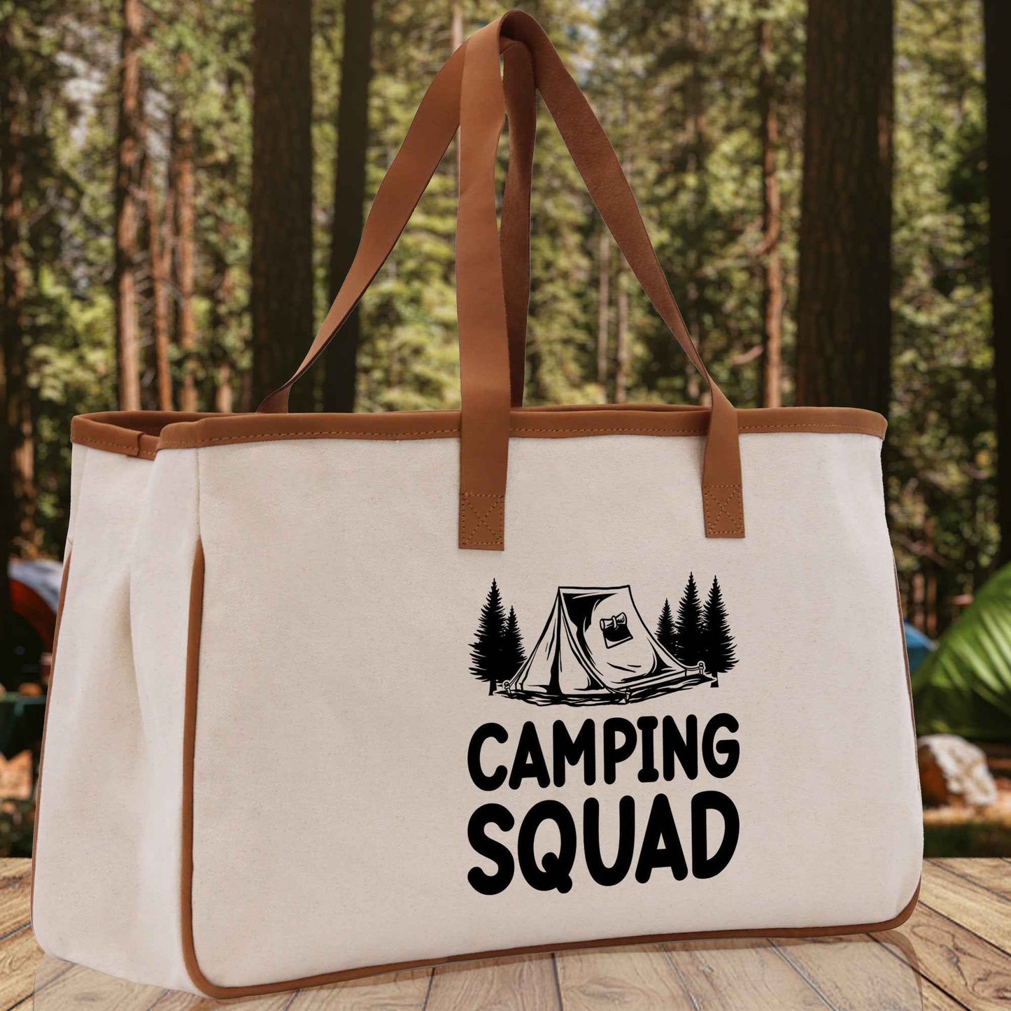 Camping Squad Cotton Canvas Chic Tote Bag Camping Tote Camping Lover Gift Tote Bag Outdoor Tote Weekender Tote Camper Tote Multipurpose Tote