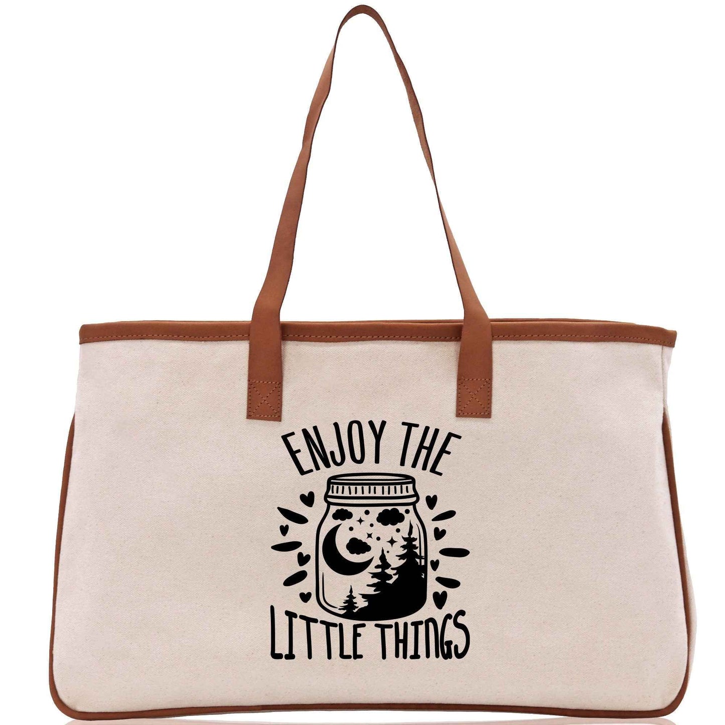 Enjoy the Little Things Cotton Canvas Chic Tote Bag Camping Tote Camping Lover Gift Tote Bag Outdoor Tote Multipurpose Weekender Tote