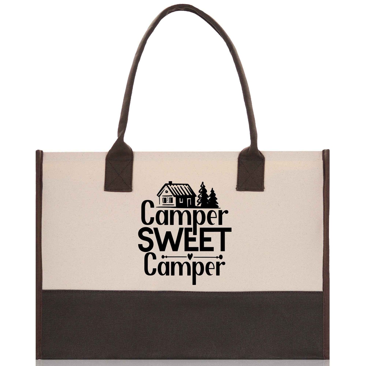 Camper Sweet Camper Cotton Canvas Chic Tote Bag Camping Tote Camping Lover Gift Tote Bag Outdoor Tote Weekender Tote Camper Tote