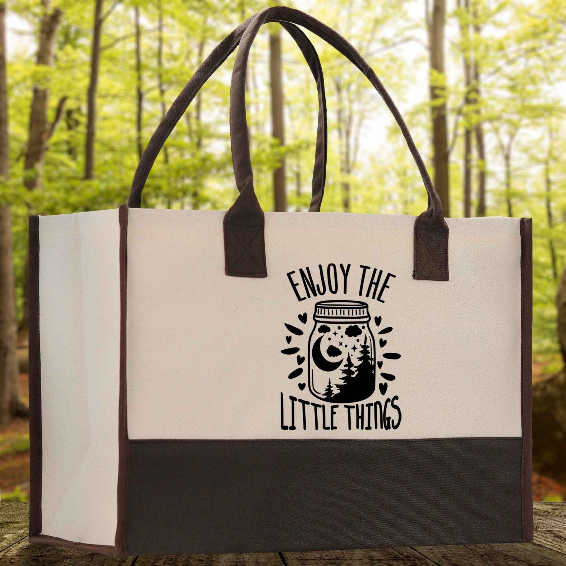 Enjoy the Little Things Cotton Canvas Chic Tote Bag Camping Tote Camping Lover Gift Tote Bag Outdoor Tote Multipurpose Weekender Tote