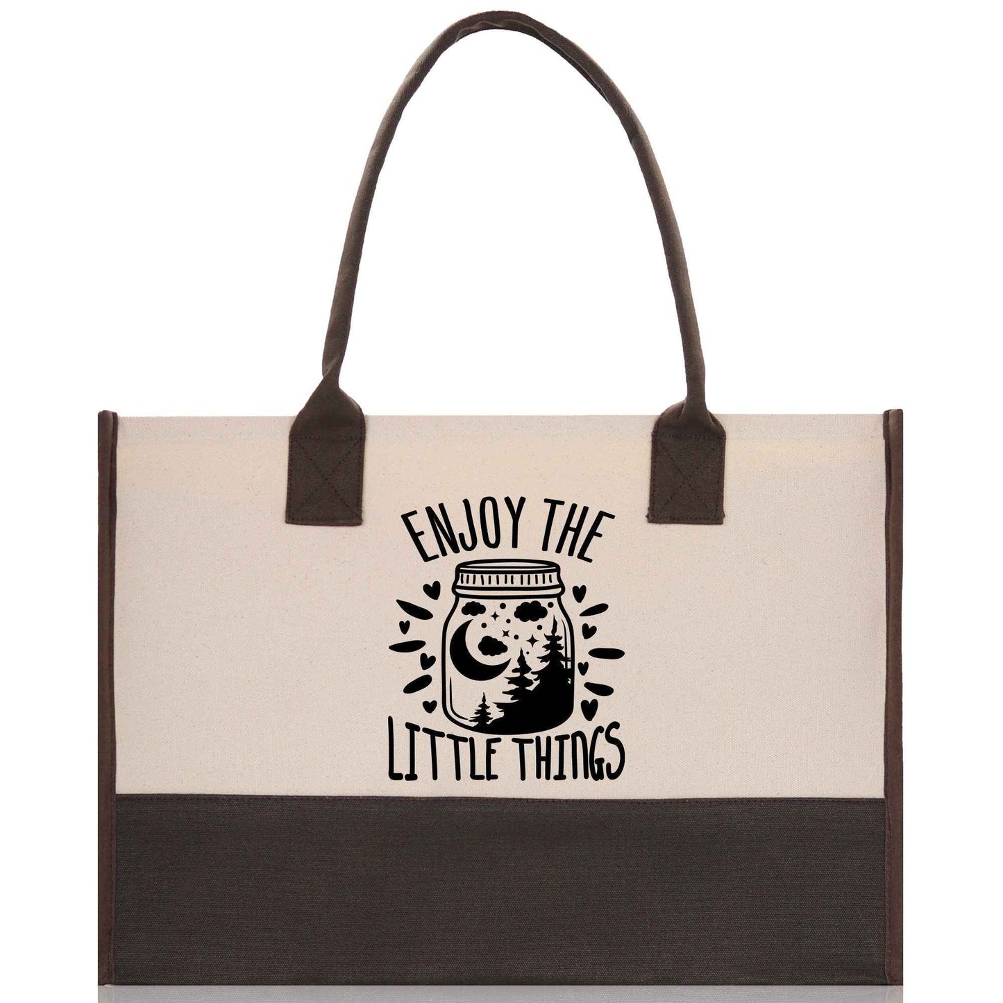 Enjoy the Little Things Cotton Canvas Chic Tote Bag Camping Tote Camping Lover Gift Tote Bag Outdoor Tote Multipurpose Weekender Tote