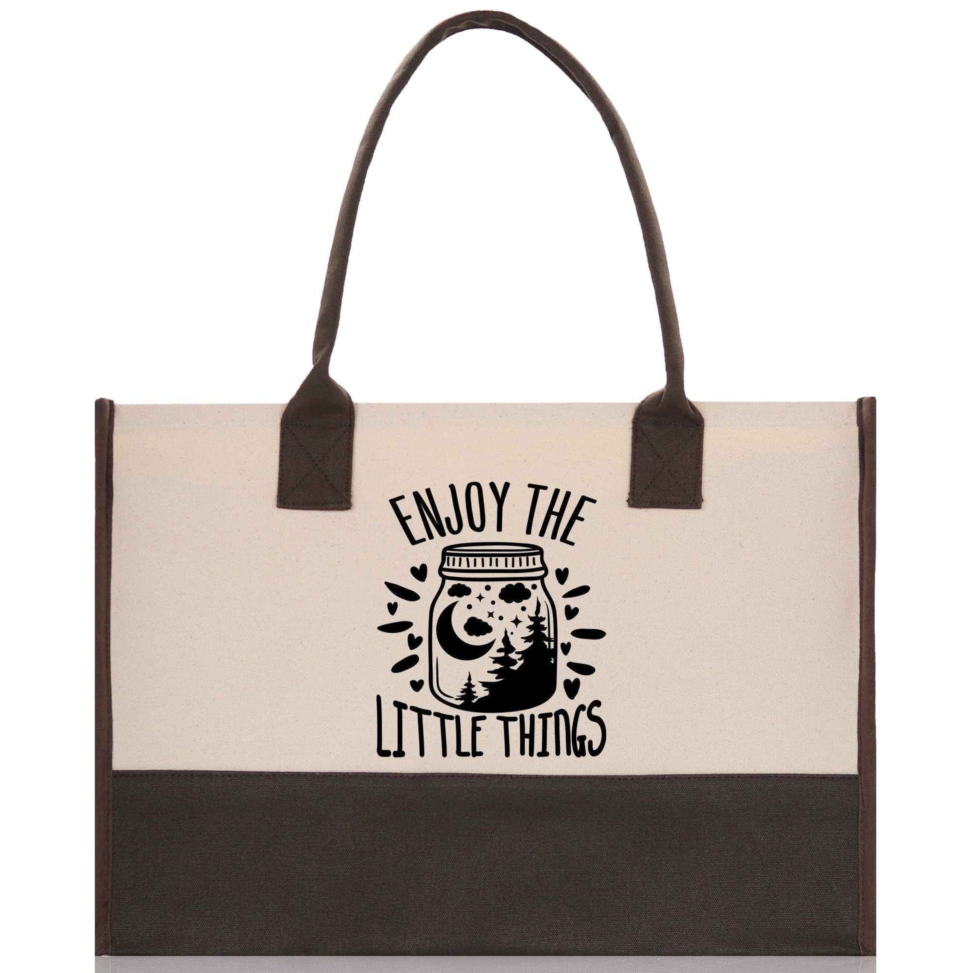 Enjoy the Little Things Cotton Canvas Chic Tote Bag Camping Tote Camping Lover Gift Tote Bag Outdoor Tote Multipurpose Weekender Tote