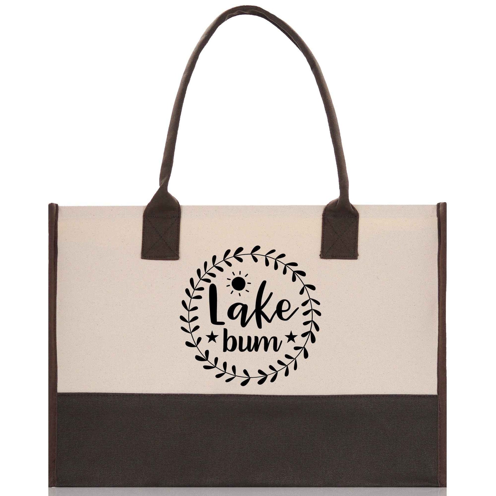 Lake Bum Cotton Canvas Chic Tote Bag Lake Lover Gift Tote Bag Laker Tote Outdoor Tote Weekender Tote Camper Tote Multipurpose Tote