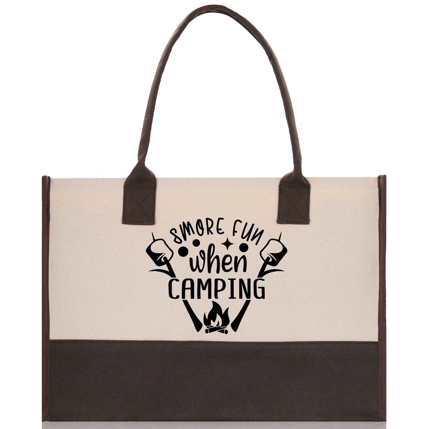 Smore Fun When Camping Cotton Canvas Chic Tote Bag Camping Tote Camping Lover Gift Tote Bag Outdoor Tote Weekender Tote Camper Tote