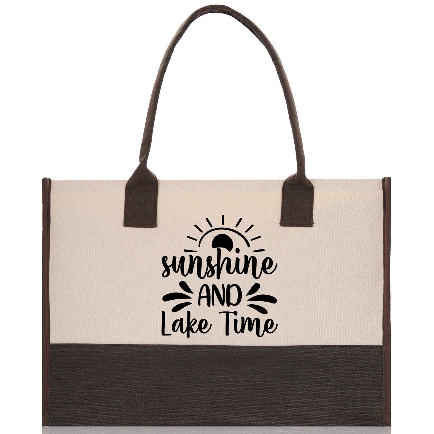 Sunshine and Lake Time Cotton Canvas Chic Tote Bag Camping Tote Lake Lover Gift Tote Bag Outdoor Tote Weekender Tote Laker Tote