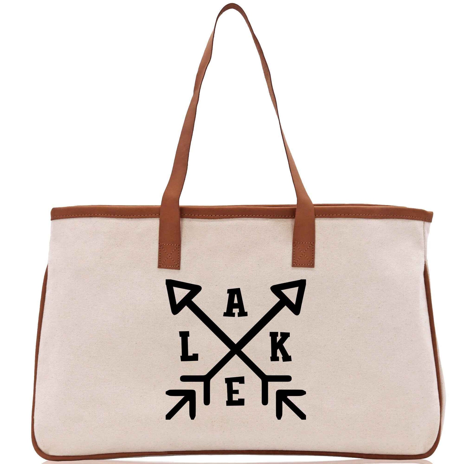 Lake Cotton Canvas Chic Tote Bag Lake Tote Lake Lover Gift Tote Bag Outdoor Tote Weekender Tote Laker Tote Multipurpose Tote