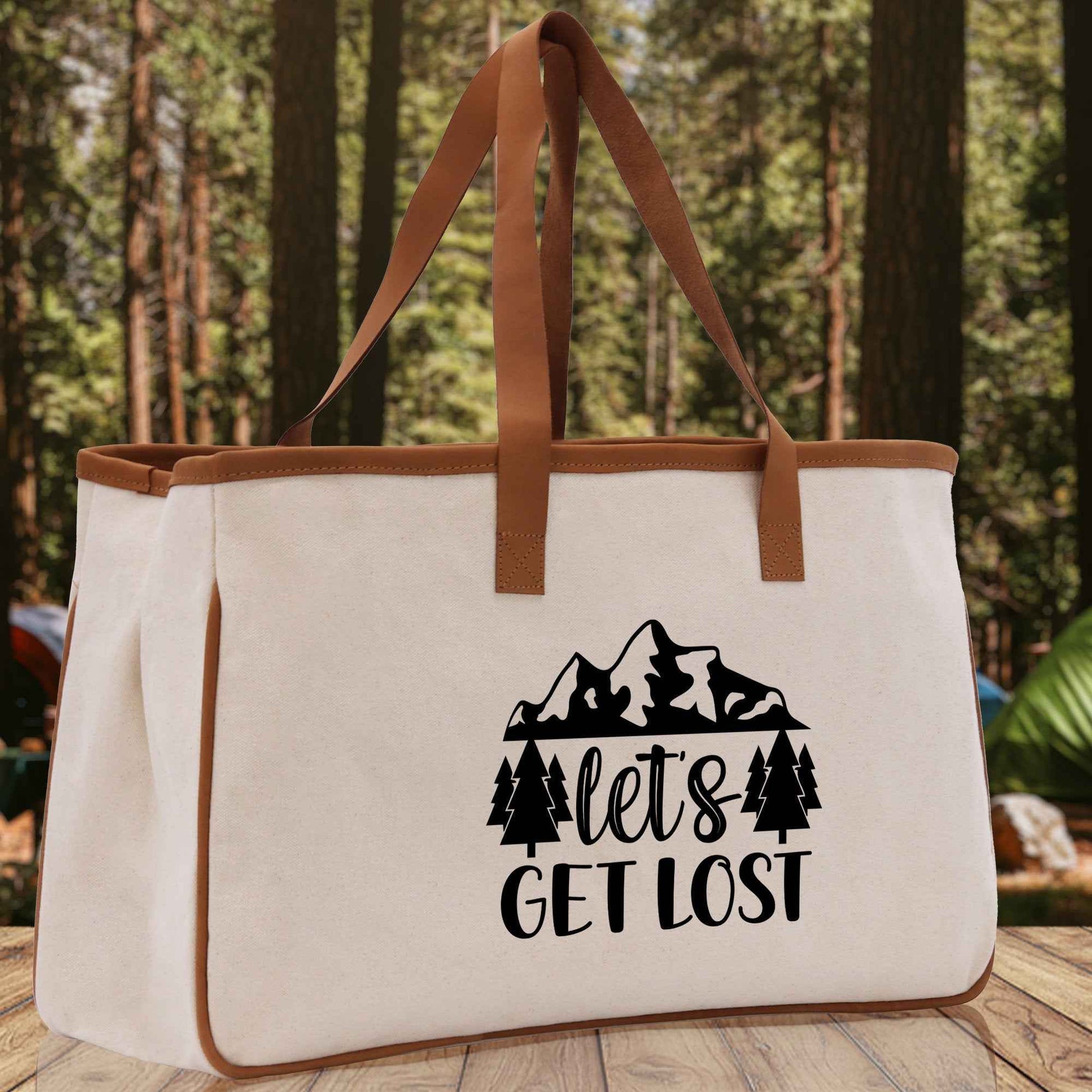 Let's Get Lost Cotton Canvas Chic Tote Bag Camping Tote Camping Lover Gift Tote Bag Outdoor Tote Multipurpose Weekender Tote Camper Tote