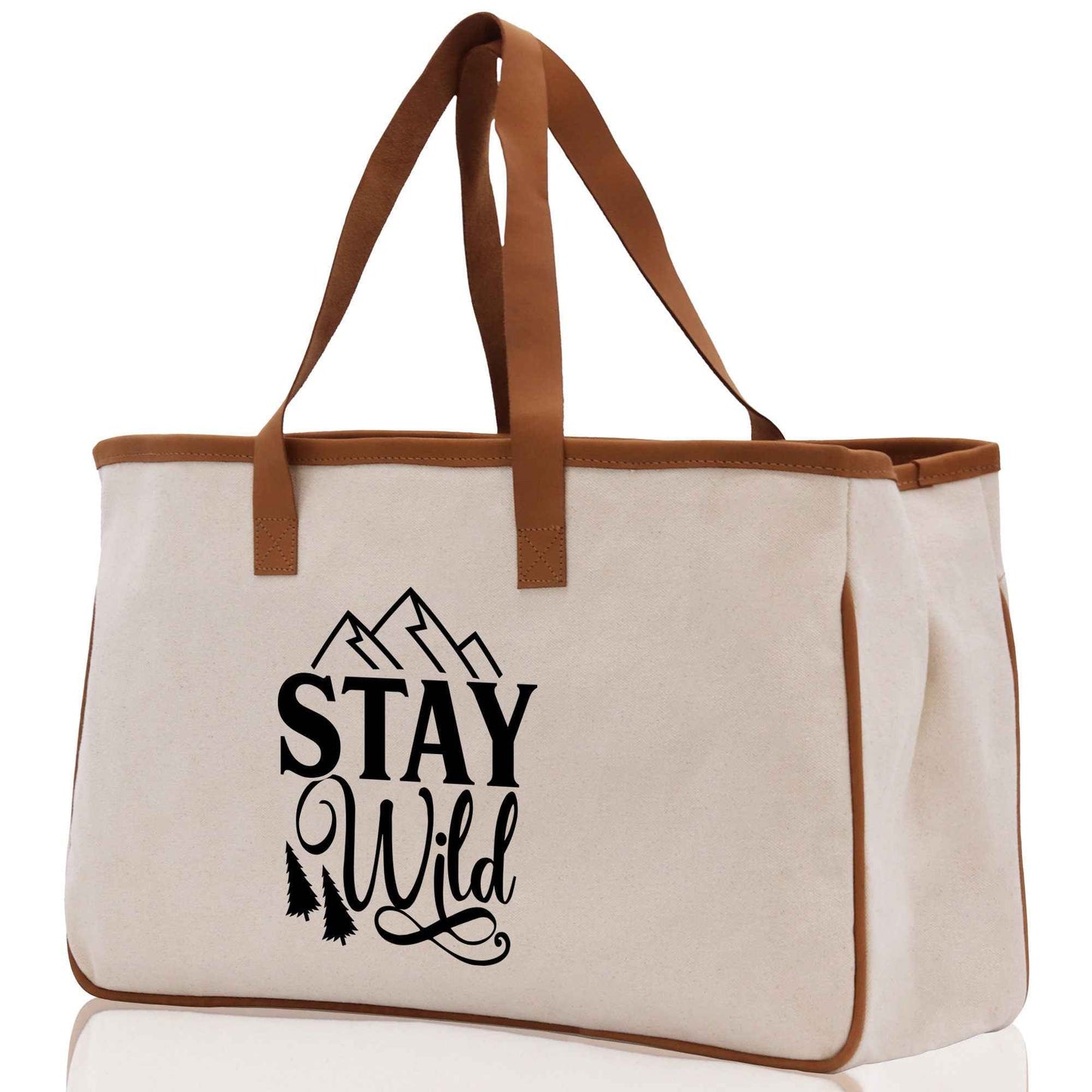 Stay Wild Cotton Canvas Chic Tote Bag Camping Tote Camping Lover Gift Tote Bag Outdoor Tote Weekender Tote Camper Tote Multipurpose Tote