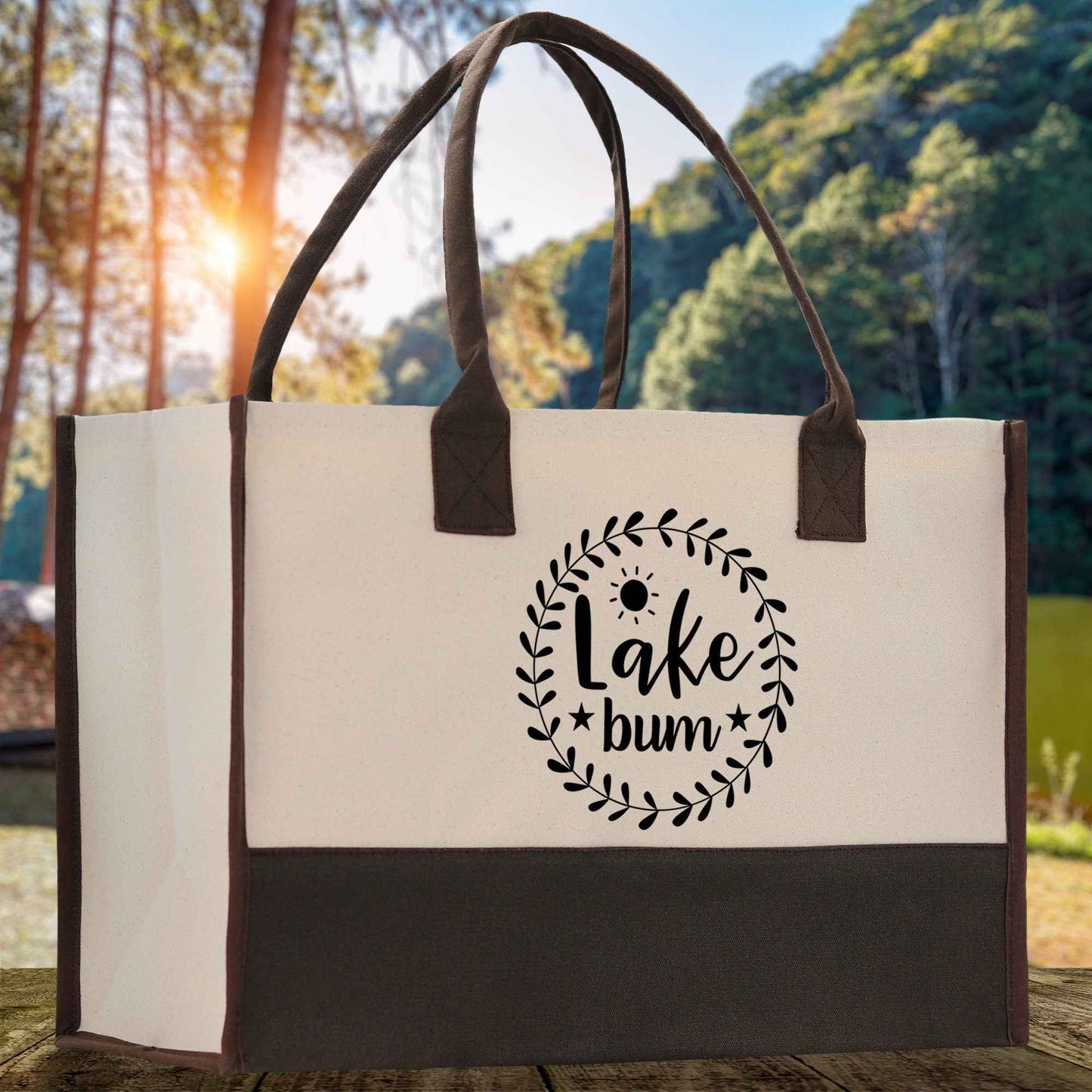 Lake Bum Cotton Canvas Chic Tote Bag Lake Lover Gift Tote Bag Laker Tote Outdoor Tote Weekender Tote Camper Tote Multipurpose Tote