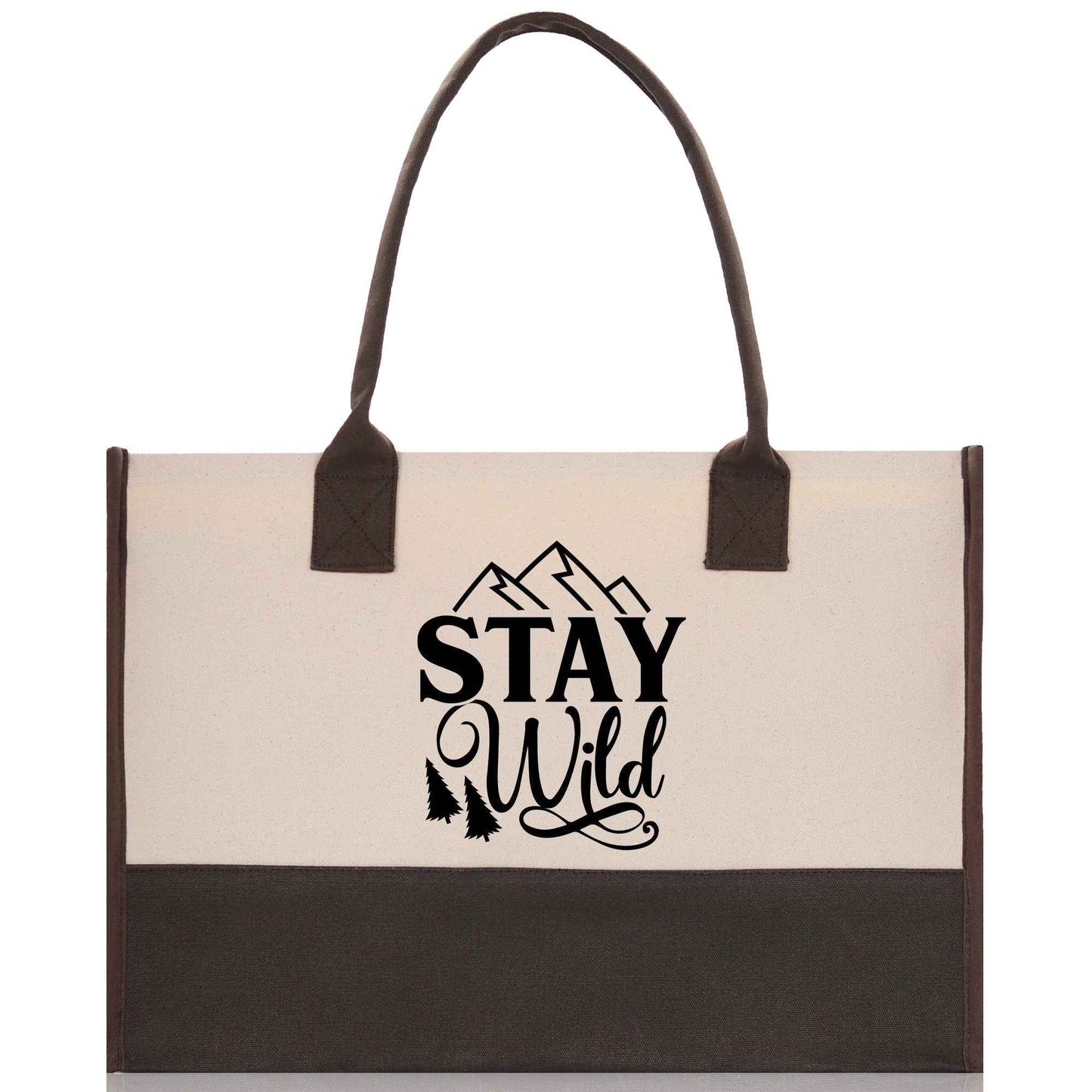 Stay Wild Cotton Canvas Chic Tote Bag Camping Tote Camping Lover Gift Tote Bag Outdoor Tote Weekender Tote Camper Tote Multipurpose Tote
