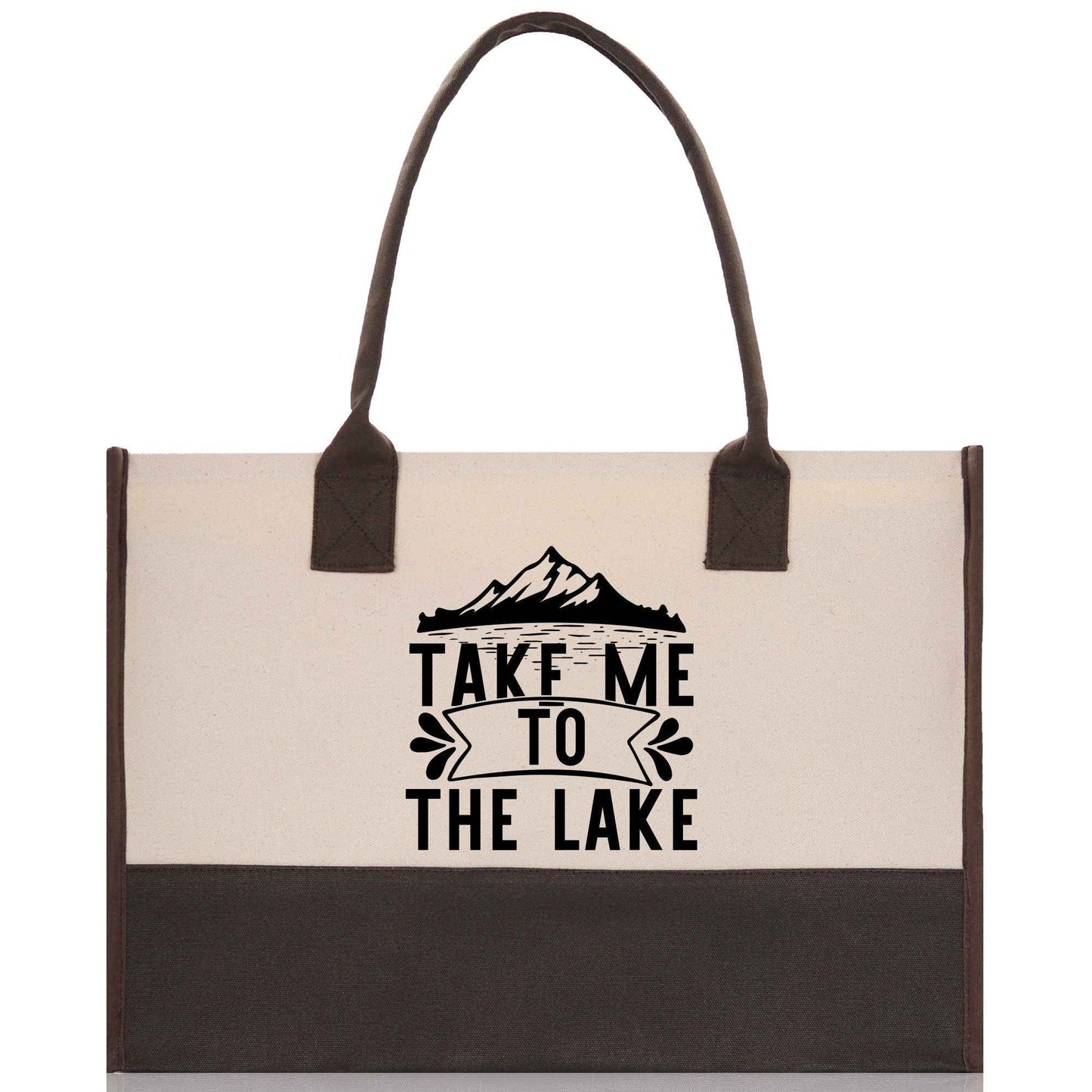 Take Me to the Lake Cotton Canvas Chic Tote Bag Camping Tote  Lake Lover Gift Tote Bag Outdoor Tote Weekender Tote Laker Tote