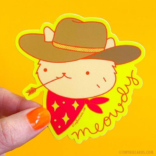 Meowdy Western Cowboy Cat Vinyl Sticker