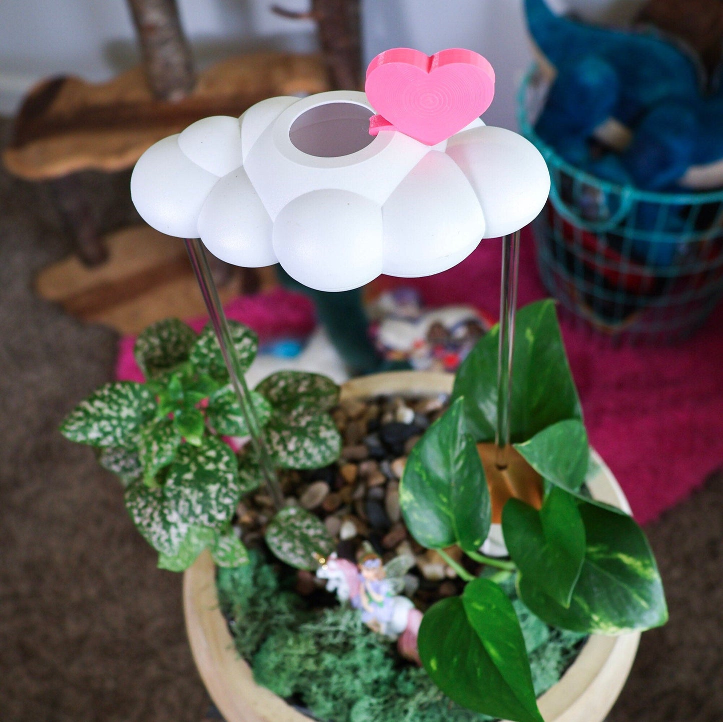 Original Dripping Rain Cloud with Pink Heart and Pastel Rainbow Charms