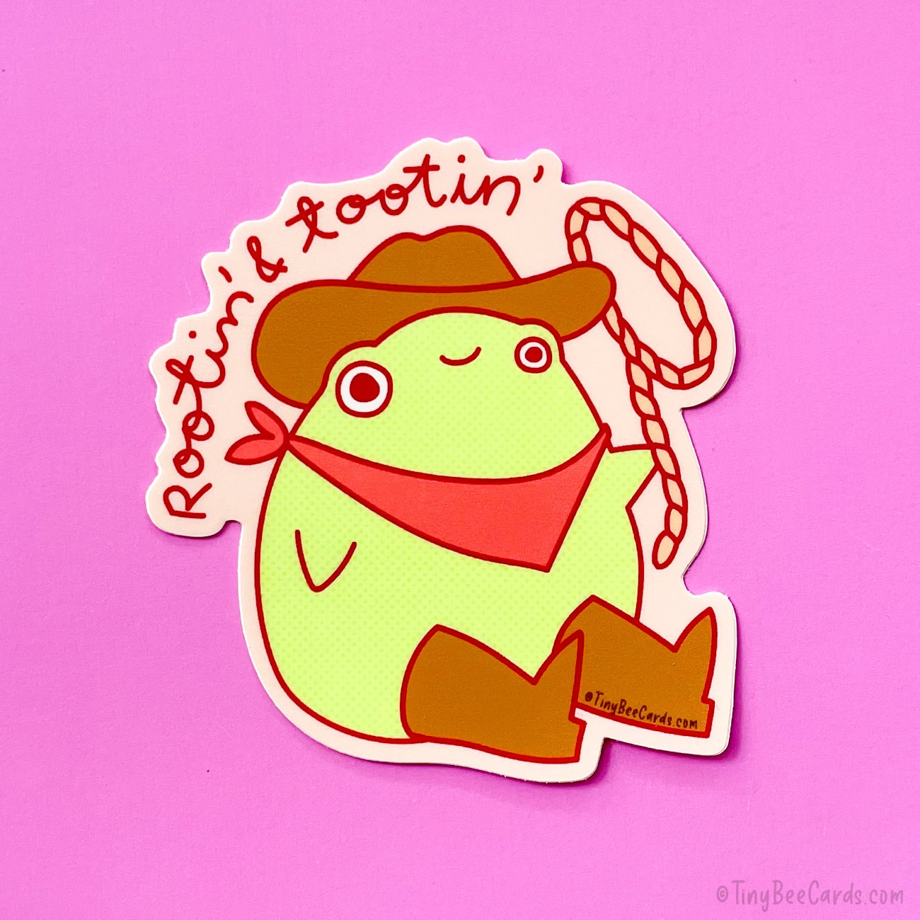 Cowboy Frog Vinyl Sticker - Rootin' and Tootin'