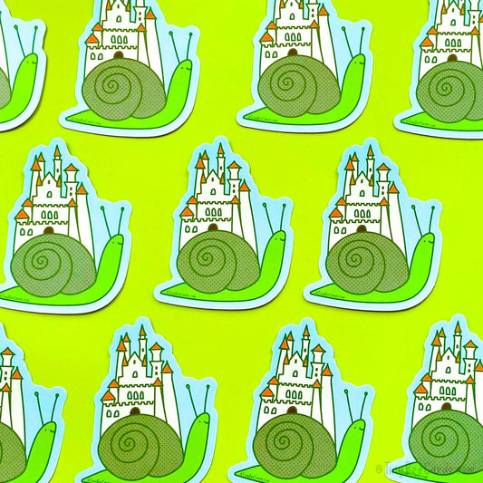Whimsical Snail Castle Vinyl Sticker