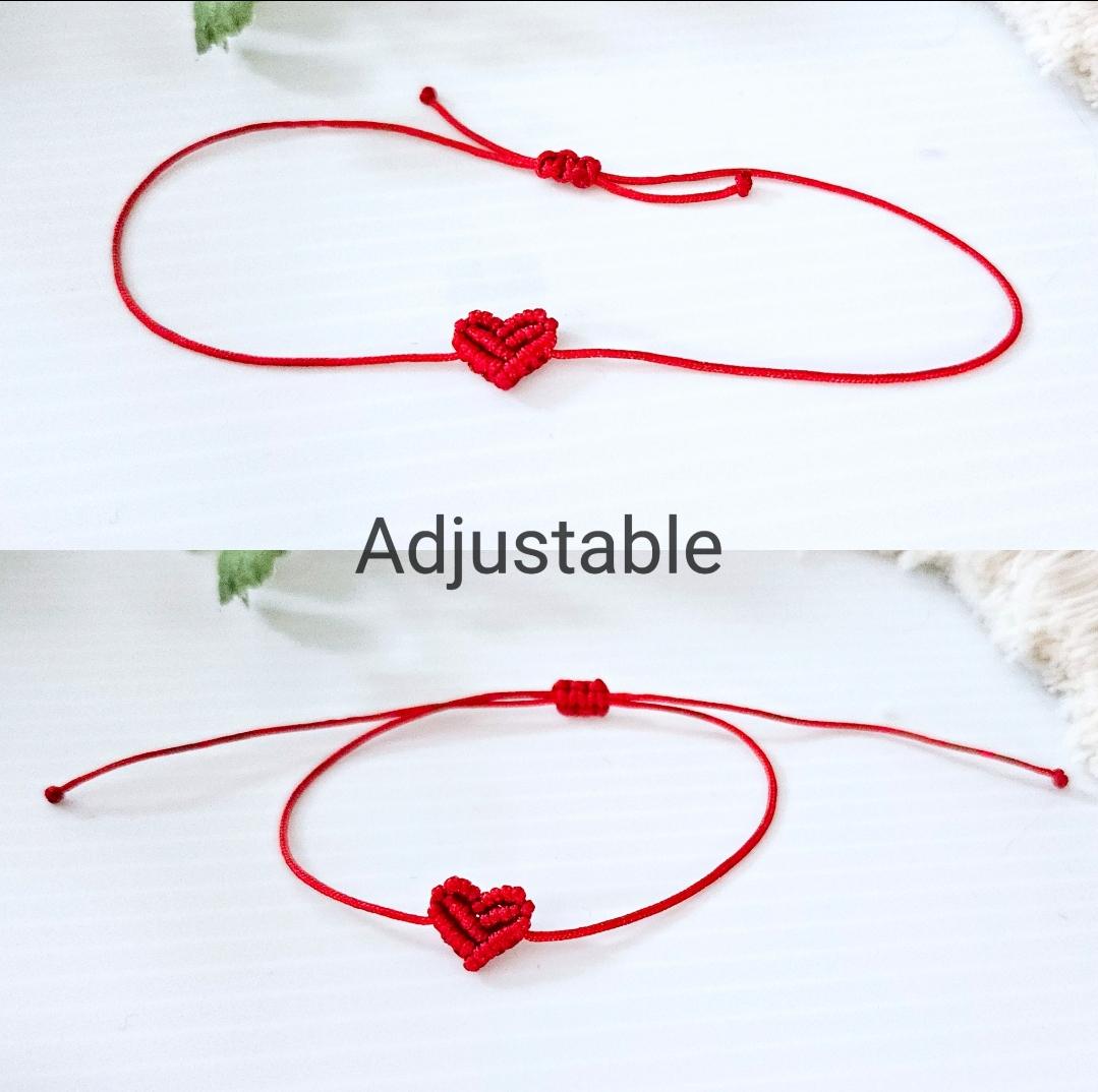 Macrame mini heart bracelets. Adjustable for kids and adults.