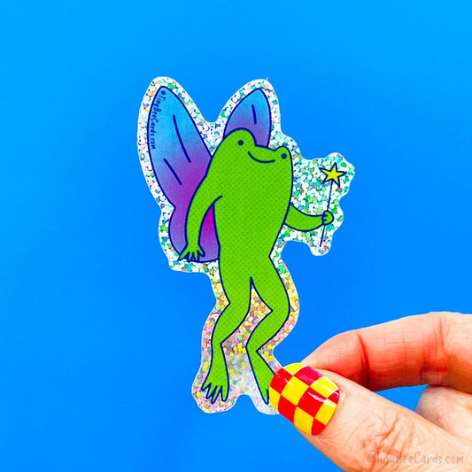 Fairy Frog Glitter Whimsical Vinyl Sticker