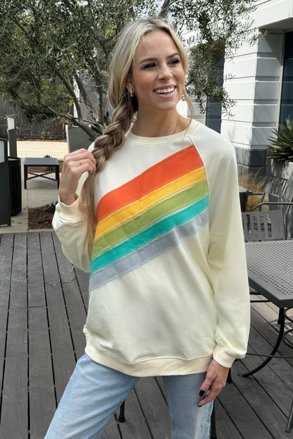 Rainbow Striped Pullover Sweatshirt