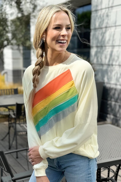Rainbow Striped Pullover Sweatshirt
