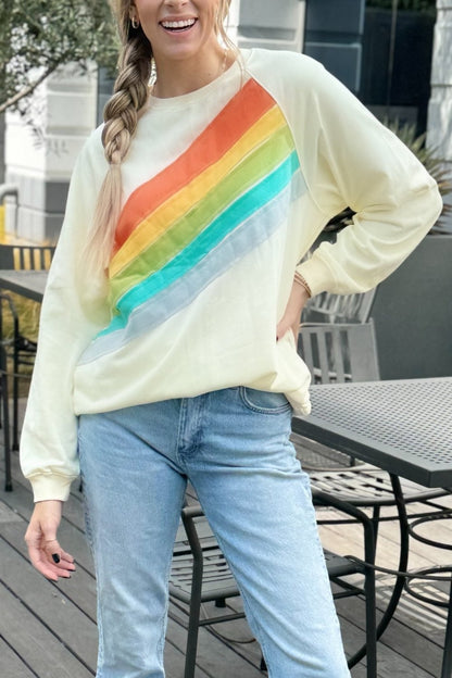 Rainbow Striped Pullover Sweatshirt