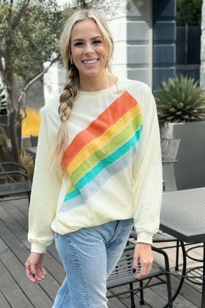 Rainbow Striped Pullover Sweatshirt