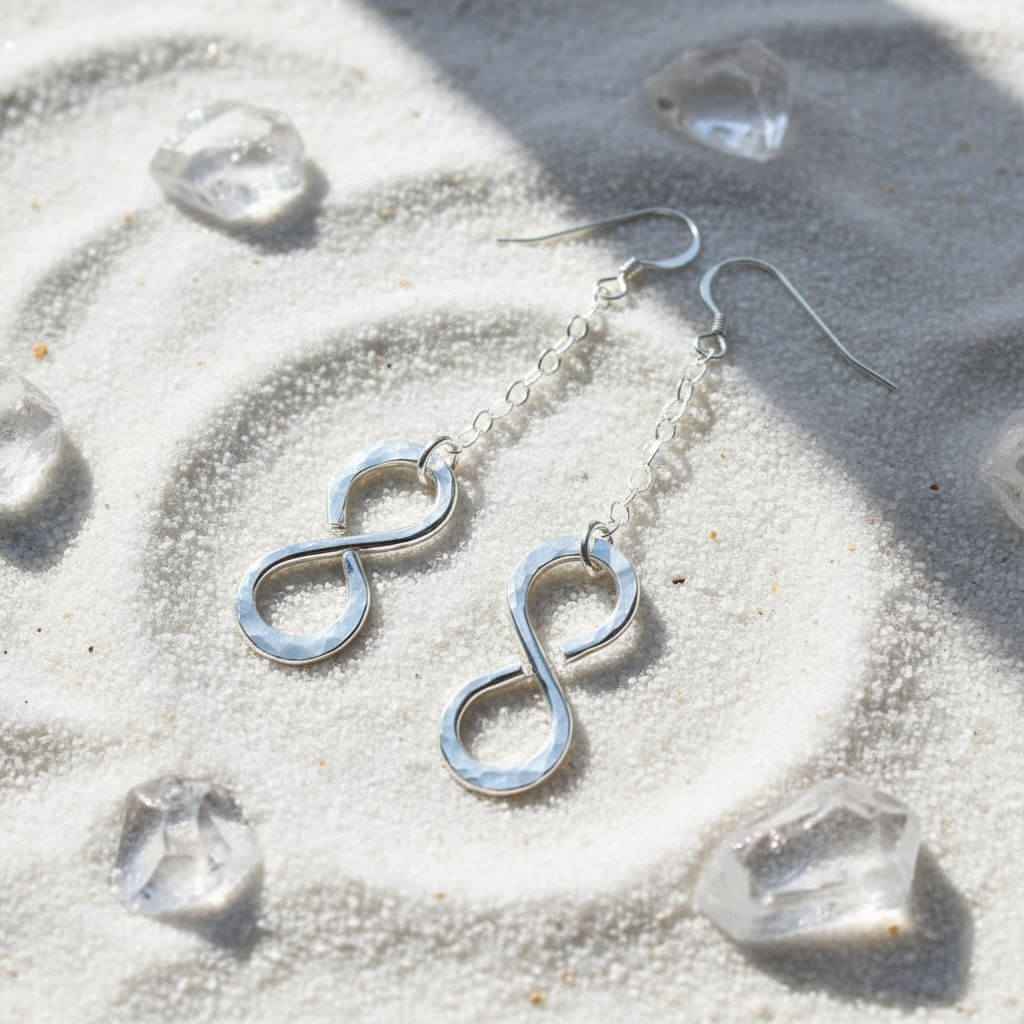 Sterling Silver Hammer Patterned Infinity Earrings