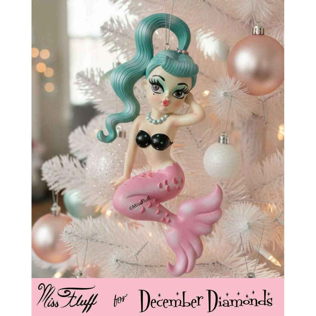 Isla 5.5" Teal Hair Baby Doll Mermaid Ornament | Miss Fluff December Diamonds