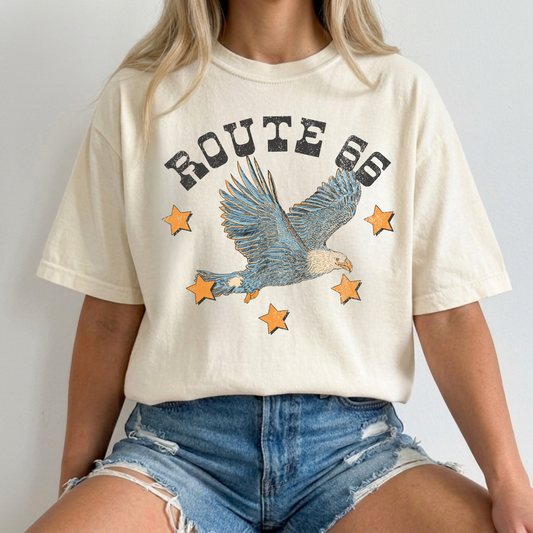 Route 66 Eagle Graphic Tee | Retro Western Route 66 T-Shirt