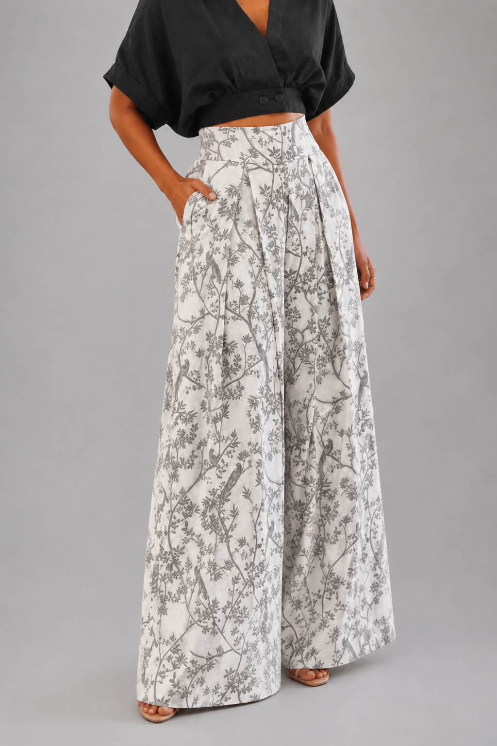 Printed Commuter Wide Leg Pants