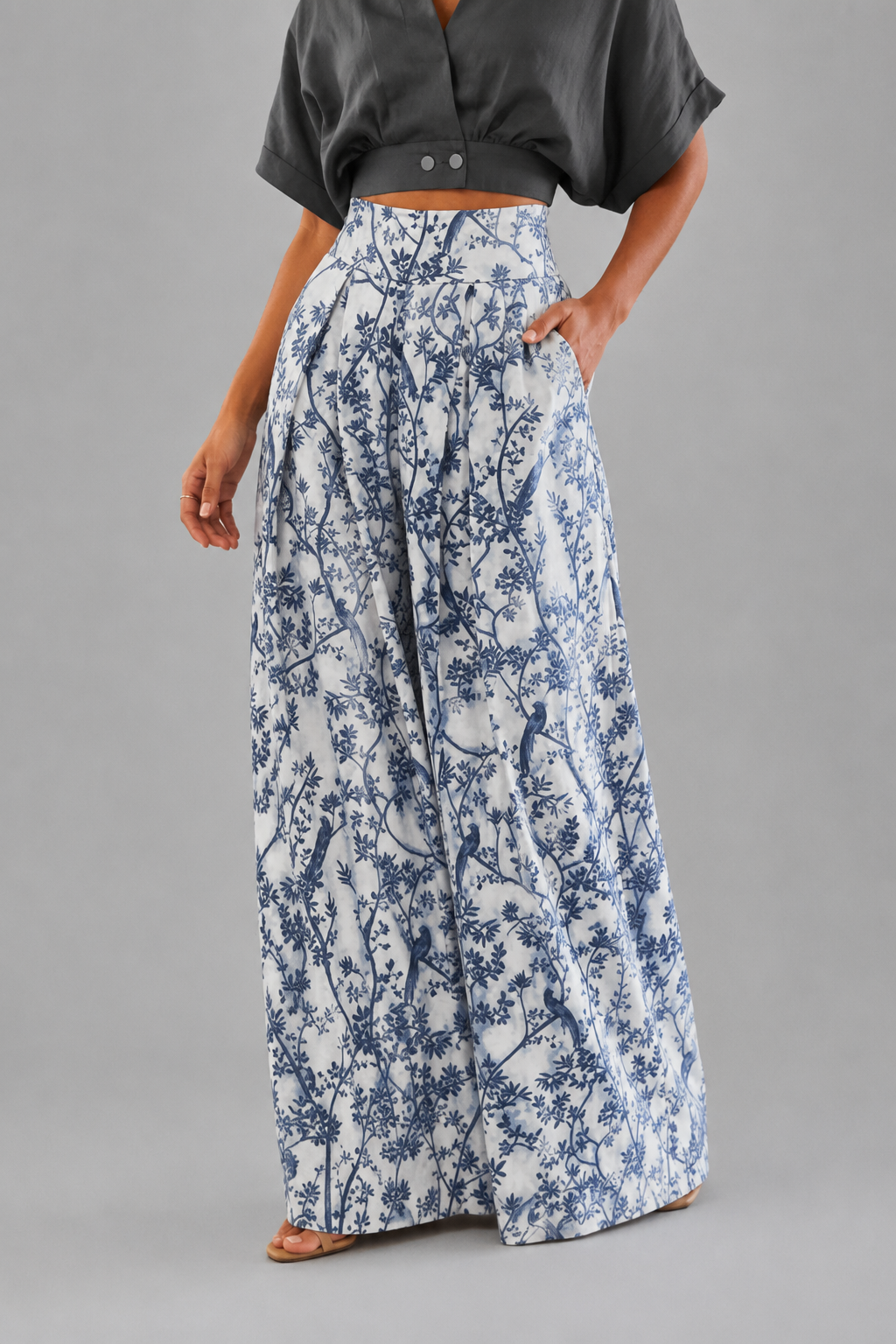 Printed Commuter Wide Leg Pants