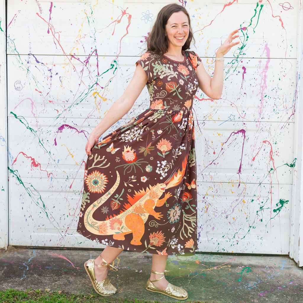 Adult "Beast Mode" Kaiju Monsters Cap Sleeve Maxi Dress With Pockets