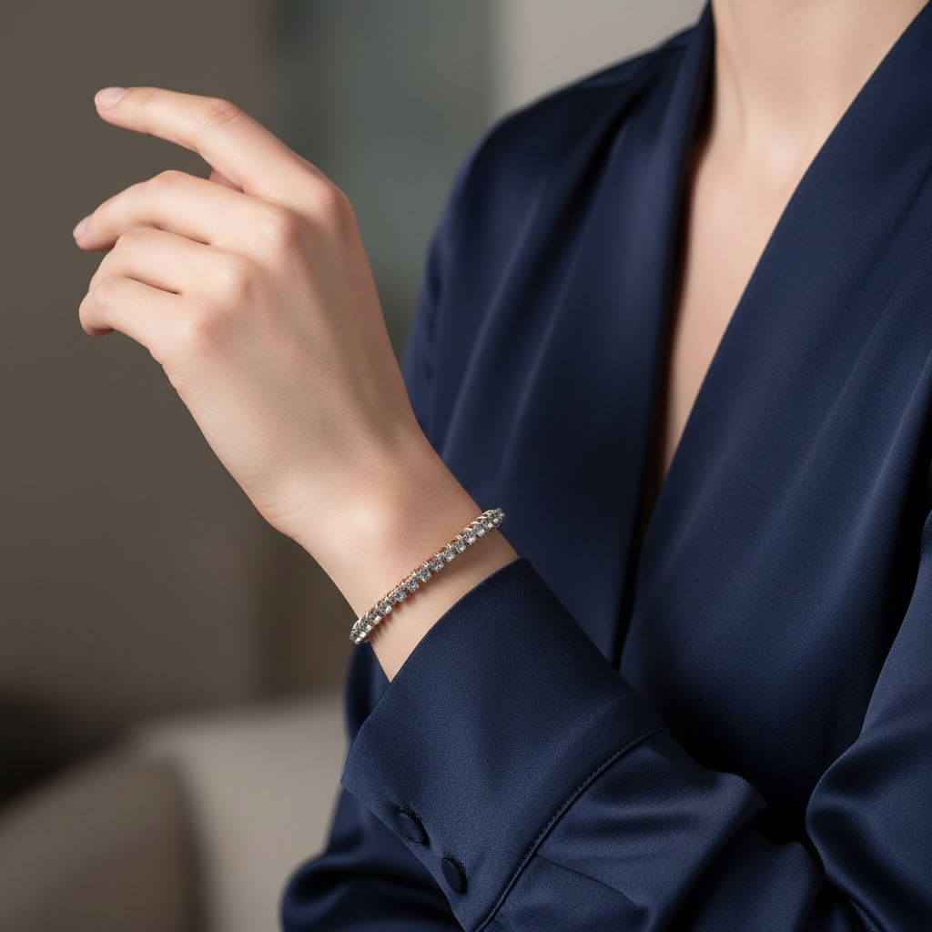 Catch-Free Crystal Rhinestone Tennis Bracelet Bangle
