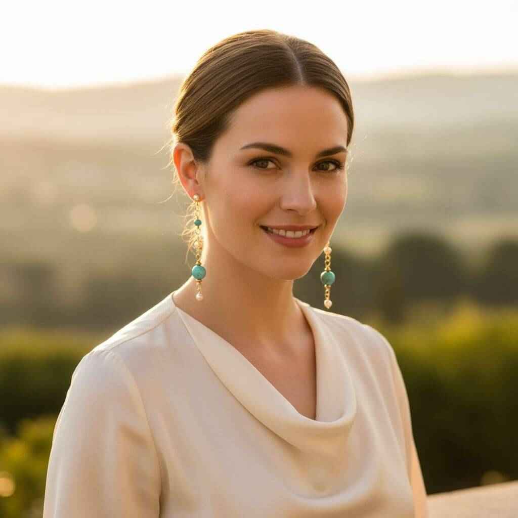Long 14 K Gold Filled Turquoise Pearl Earrings