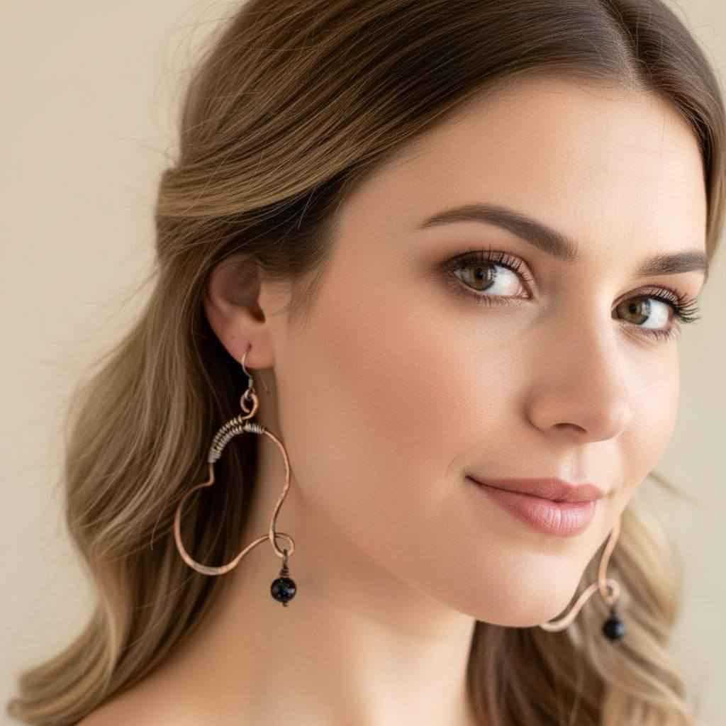 Sculpted Copper Butterfly Wing Abuse Survivor Earrings