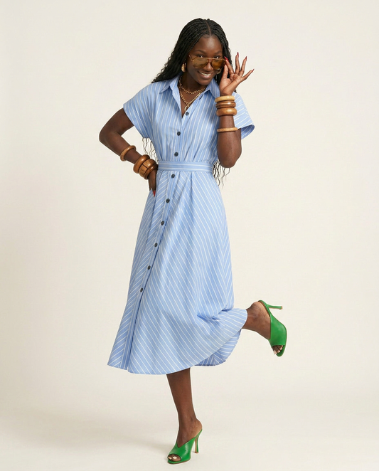 Free Spirit Striped Button Maxi Dress