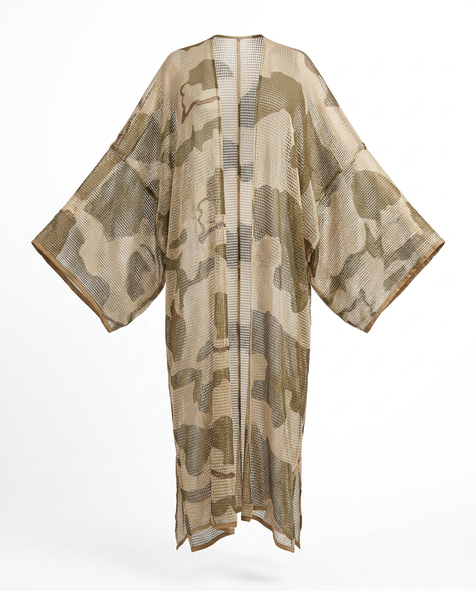 Boundless Camo Mesh Maxi Kimono