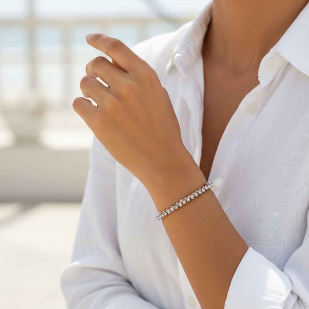 Catch-Free Crystal Rhinestone Tennis Bracelet Bangle