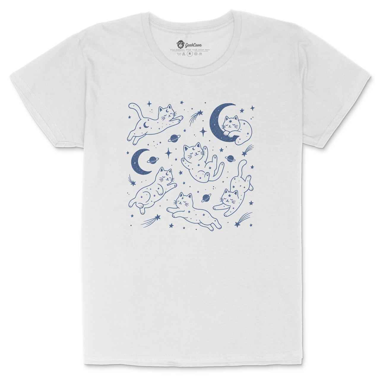 Space Cats With Stars and Planets Crew Neck Shirt
