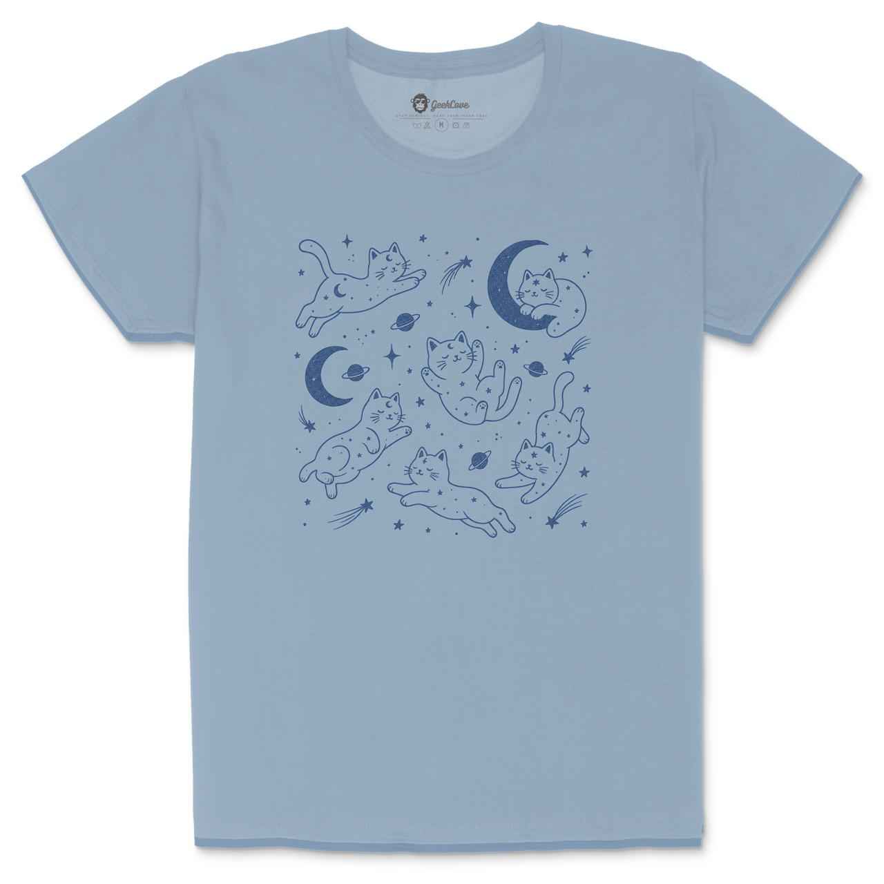 Space Cats With Stars and Planets Crew Neck Shirt