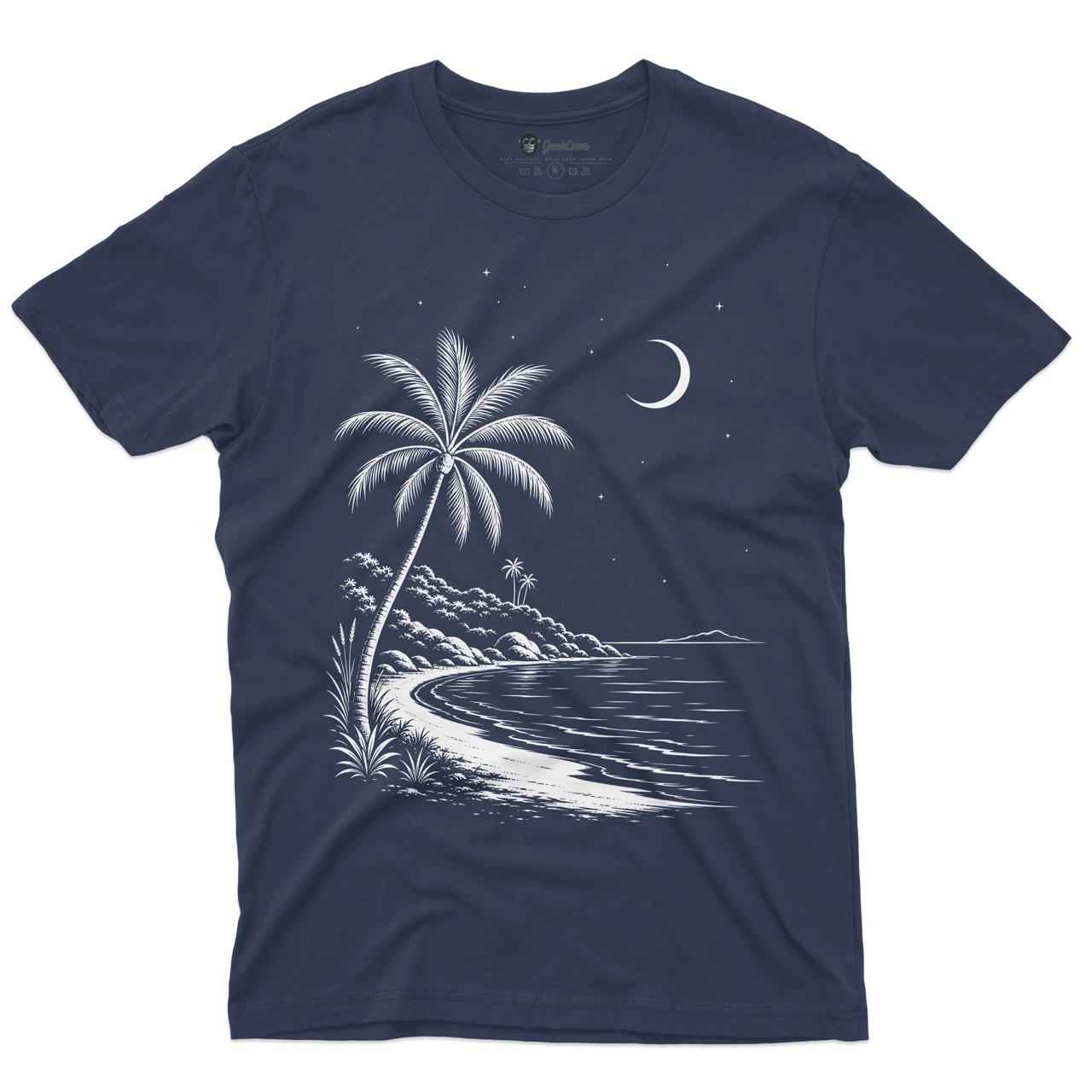 Moonlit Tropical Shore Men’s Crew Neck Tee
