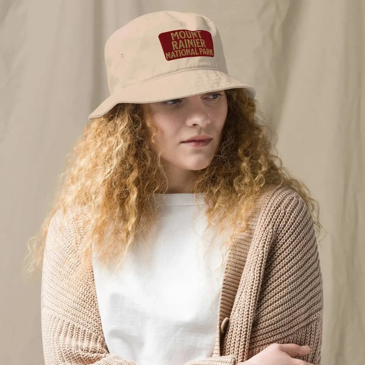 Mount Rainier National Park Sign Organic Bucket Hat