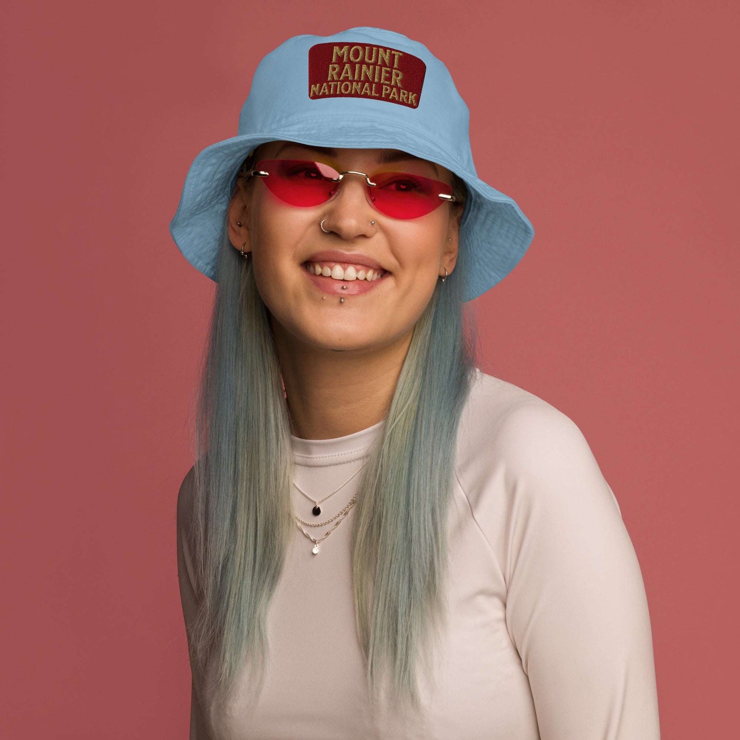 Mount Rainier National Park Sign Organic Bucket Hat